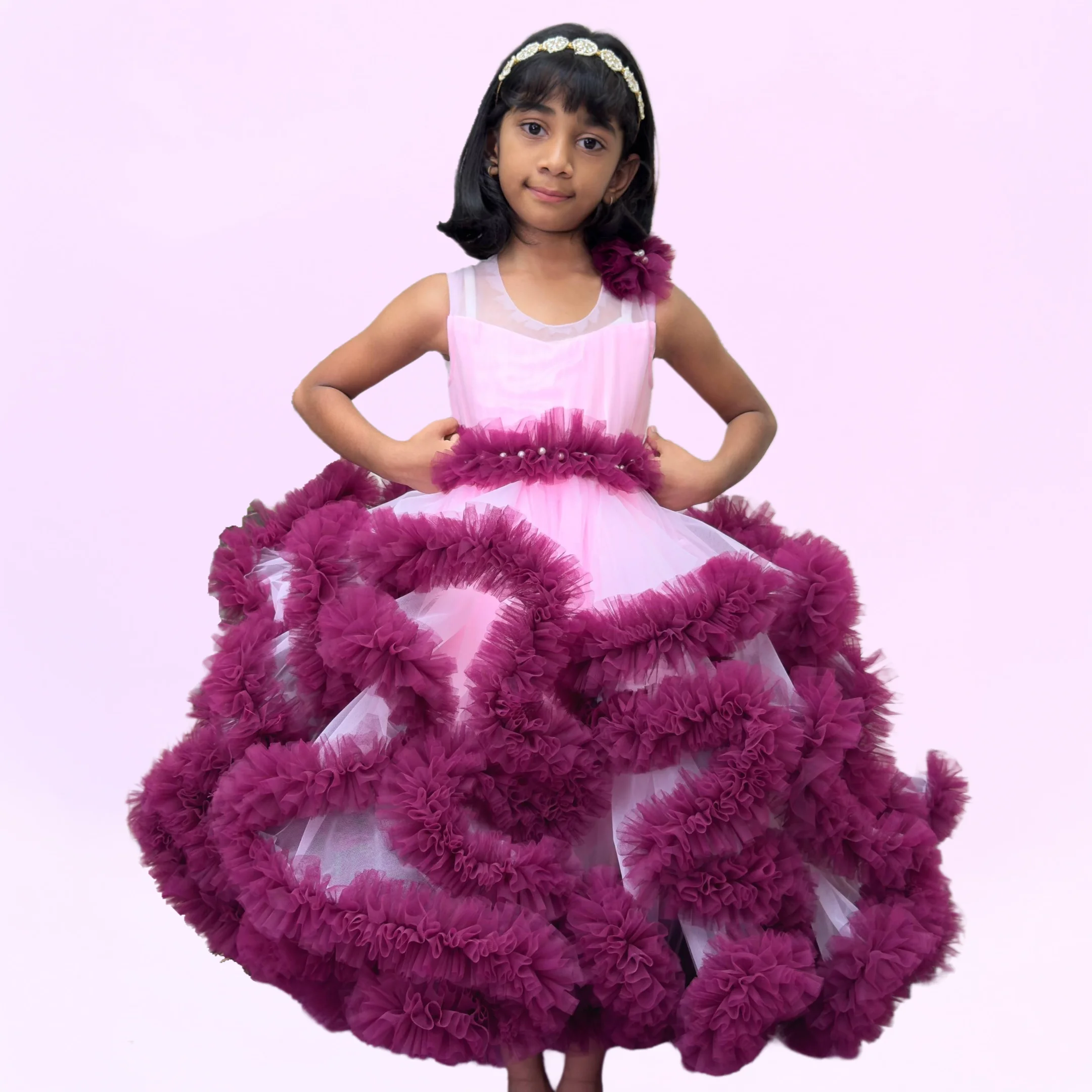 Layered Frilled Ball Gown