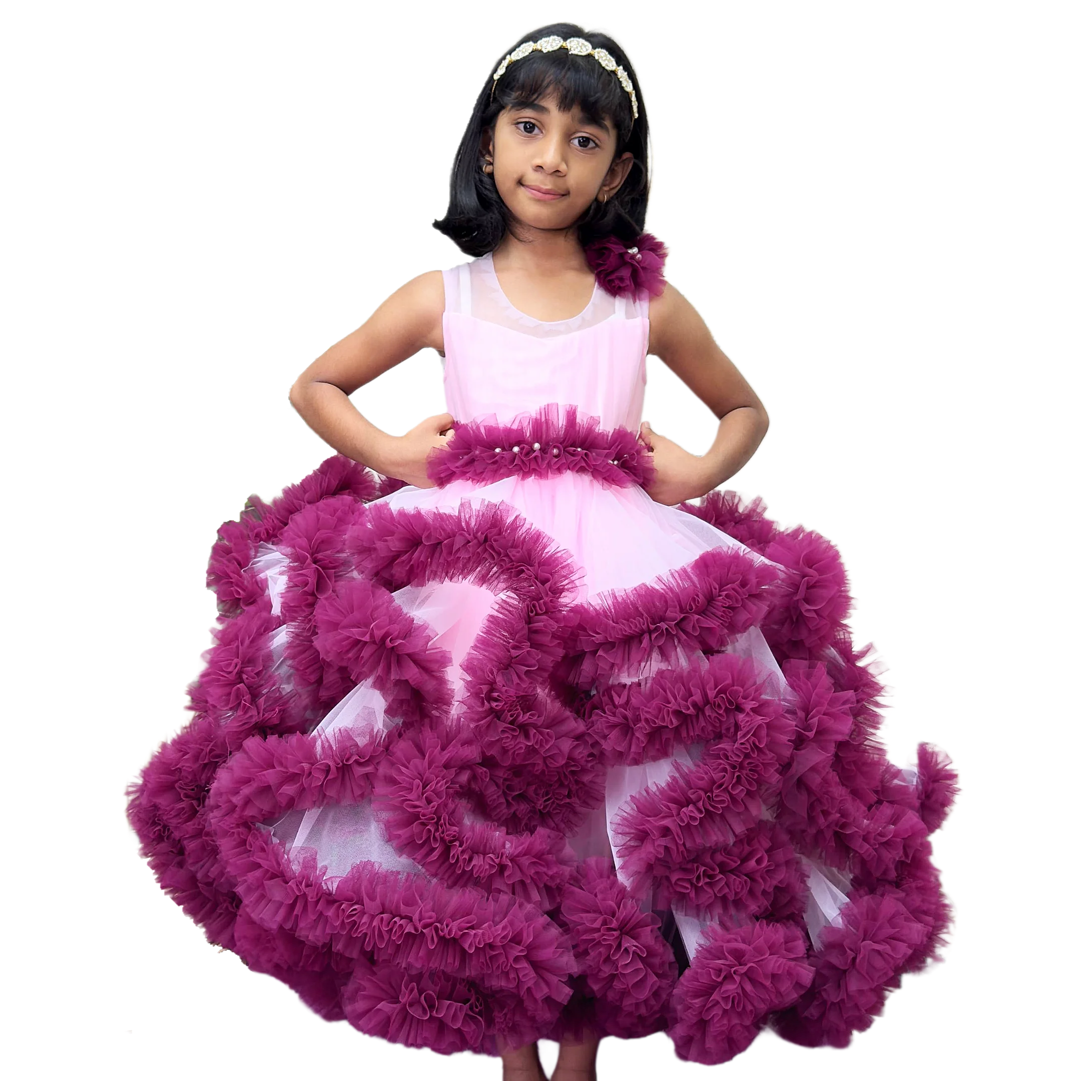 Layered Frilled Ball Gown