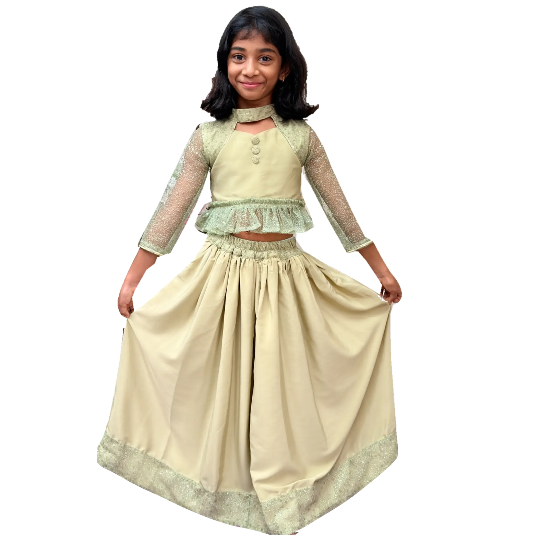 Kids Collar Top & Skirt